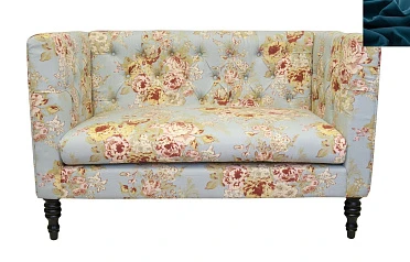 Прямой двухместный диван Rose синий