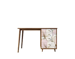 фото Стол рабочий "Berber" принт 31 с одной тумбой арт BB31/Print_31 в интерьере