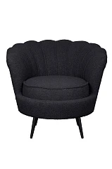 купить красивое Низкое кресло ракушка Pearl Black Boucle на черных ножках в интернет-магазине