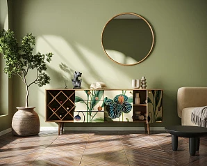 красивый Комод "Berber" удлиненный с бутылочницей арт BB15/Print_55 на заказ