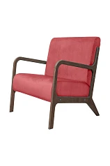 купить стильное Низкое кресло с деревянными подлокотниками Mody Karmin красное в интернет-магазине