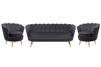 Комплект кресел и дивана ракушка Pearl Triple Black на заказ в интернет-магазине