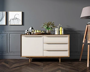 купить стильный Комод "Bruni white" с ящиками и дверкой арт BR-02WH в интернет-магазине