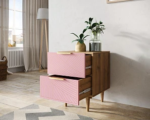 купить стильные Тумбочка с двумя ящиками "Line" LN07/GR1/pink в интернет-магазине