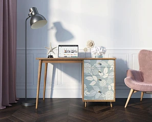 красивый Стол рабочий "Berber" принт 39 с одной тумбой арт BB31/Print_39