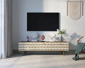 фото Комод "Berber" с ящиками низкий под TV принт 22 арт BB19/Print_22 в интерьере