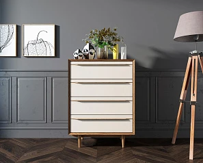 Комод в Скандинавском стиле "Bruni white" на четыре ящика арт BR08WH на заказ