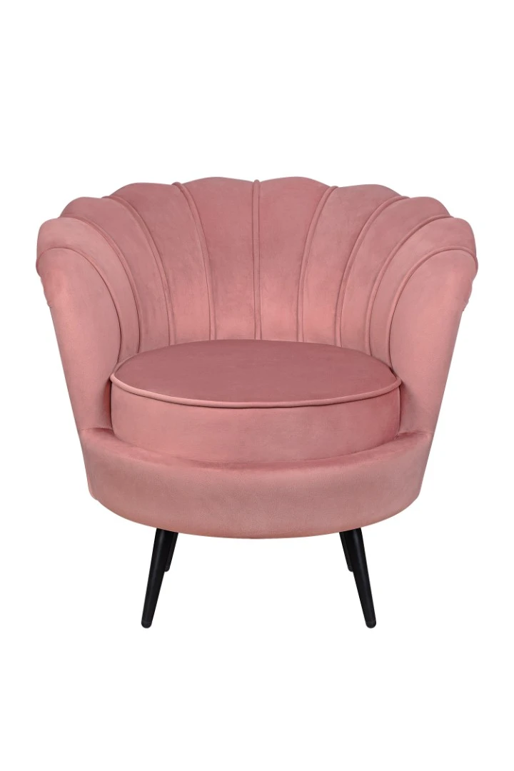 фото Низкое кресло ракушка Pearl Pink V3 на черных ножках