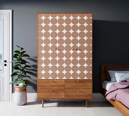 Шкаф трехстворчатый "Berber" принт 17 арт BB02/Print_17 на заказ