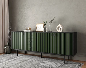 фото Комод с тремя дверками и тремя ящиками "Emerson" арт EM07/green/L