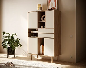 купить Комод высокий с дверками и ящиками "Alice" арт ALC07 в интернет-магазине