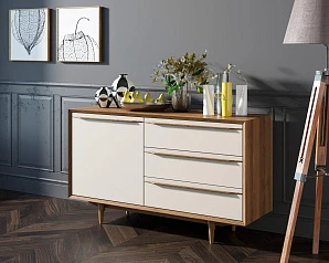 купить стильный Комод "Bruni white" с ящиками и дверкой арт BR-02WH в интернет-магазине
