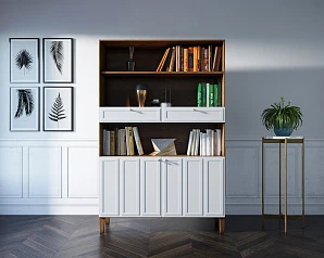 стильный Стеллаж широкий двухстворчатый "Andersen" арт AN17WH