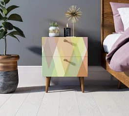 купить красивые Тумбочка "Berber" с двумя ящиками 16 принт арт BB03/Print_16, разноцветная в интернет-магазине