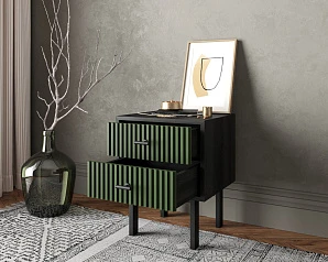 купить Тумбочка с двумя ящиками "Emerson" арт EM16/green/L в интернет-магазине