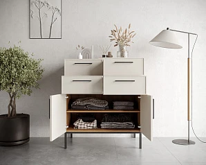 заказать Большой комод с четырьмя ящиками и дверками "Nicole" NLN17