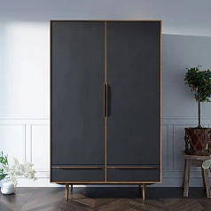 купить Шкаф двустворчатый  "Bruni Black" с двумя ящиками арт BR27/2Black в интернет-магазине