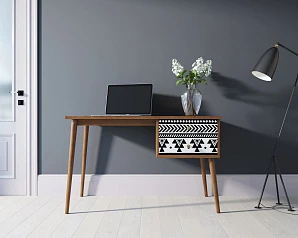 красивый Стол рабочий "Berber" принт 19 с одной тумбой арт BB20/Print_19 на заказ
