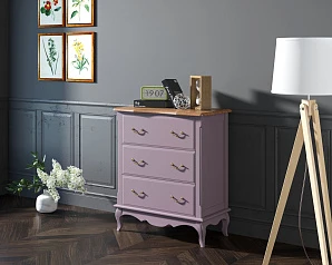 Комод Leontina Lavanda три ящика арт ST9356L в интерьере