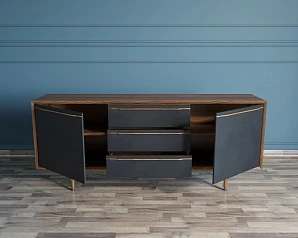 Комод "Brun Black" с тремя ящиками и дверками арт BR-03/Black в интернет-магазине