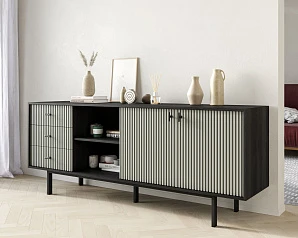 фото Комод с дверками и нишей "Emerson" арт EM15/gray/L в интерьере