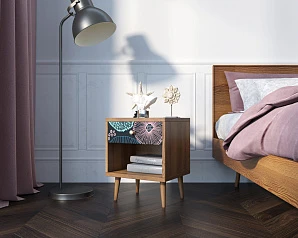 заказать Тумбочка "Berber" с открытой полкой 32 принт арт BB33/Print_32, разноцветная