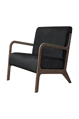 купить красивое Низкое кресло с деревянными подлокотниками Mody Black черное в интернет-магазине
