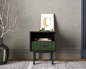 красивые Тумбочка с нижним ящиком "Emerson" арт EM17/green/L