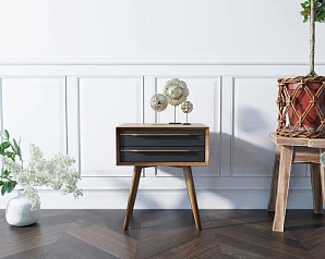 Тумба для прихожей "Bruni Black" с двумя ящиками в интерьере