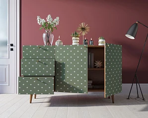 фото Комод "Berber" с двумя дверками и ящиками принт 12 арт BB17/Print_12 в интерьере