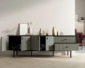 купить стильный Комод с четырьмя дверками и двумя ящиками "Emerson" арт EM04/gray/L в интернет-магазине