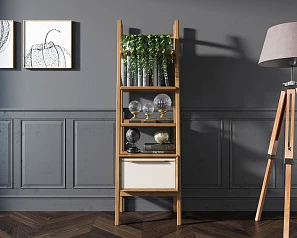 купить стильный Узкий стеллаж "Bruni white" с открытыми полками арт BR29WH