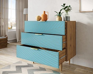 красивый Комод с тремя ящиками "Line" LN12/GR1/blue в интернет-магазине