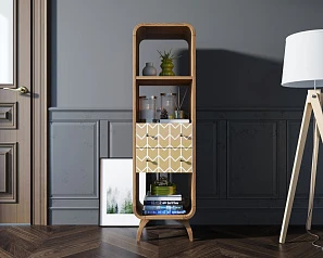 красивый Стеллаж "Ellipse print" узкий с ящиками принт 1 арт EL17/print_01