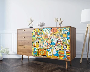 купить красивые Комод "Berber" с двумя дверками и ящиками 1 принт арт BB05/Print_01 в интернет-магазине