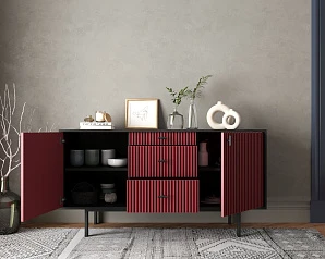 Комод две дверки и три ящика "Emerson" арт EM08/red/L в интерьере