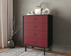 красивый Комод вертикальный с четырьмя ящиками "Emerson" арт EM18/red/L на заказ