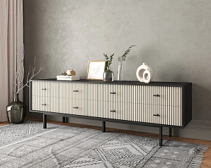 стильный Комод с восемью ящиками "Emerson" арт EM03/milky/L