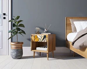 Тумбочка "Berber" с открытой полкой 08 принт арт BB33/Print_08, разноцветная на заказ