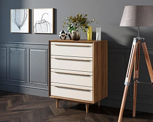 Комод в Скандинавском стиле "Bruni white" на четыре ящика арт BR08WH на заказ