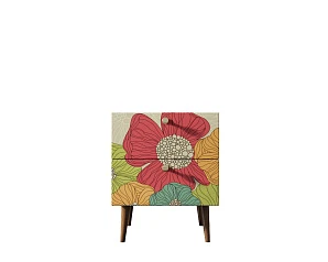 Тумбочка "Berber" с двумя ящиками 5 принт арт BB03/Print_05, разноцветная в интерьере