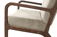 Низкое кресло с деревянными подлокотниками Mody Taupe коричневое в интернет-магазине