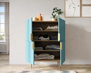 купить красивый Большой комод с четырьмя дверками "Line" LN03/GR1/blue в интернет-магазине