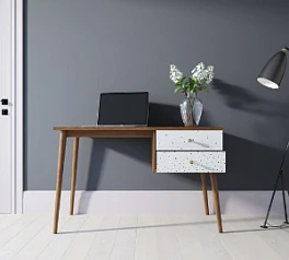 фото Стол рабочий "Berber" принт 15 с одной тумбой арт BB20/Print_15 в интерьере