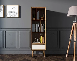 красивый Узкий стеллаж "Bruni white" арт BR26WH на заказ