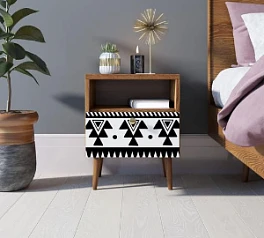 Тумбочка "Berber" с одним ящиком 19 принт арт BB06/Print_19, разноцветная