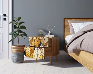 купить Тумбочка "Berber" с двумя ящиками 08 принт арт BB03/Print_08, разноцветная