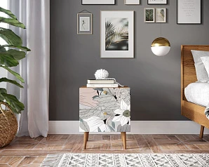 Тумбочка "Berber" с двумя ящиками 50 принт арт BB03/Print_50, разноцветная