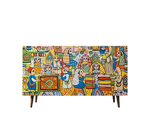 фото Комод "Berber" с двумя дверками и ящиками принт 1 арт BB17/Print_01 в интерьере