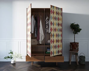 купить стильный Шкаф двустворчатый "Bruni print" с двумя ящиками арт BR27/2P